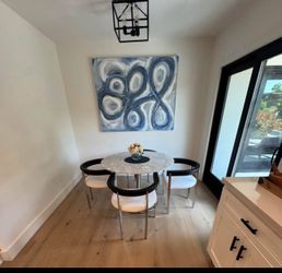 Williams Sonoma 5 Pc Carrara Marble table With 4 Chairs