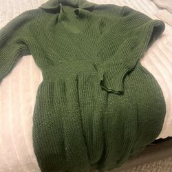 SHEIN Olive Green Long Sleeve Dress