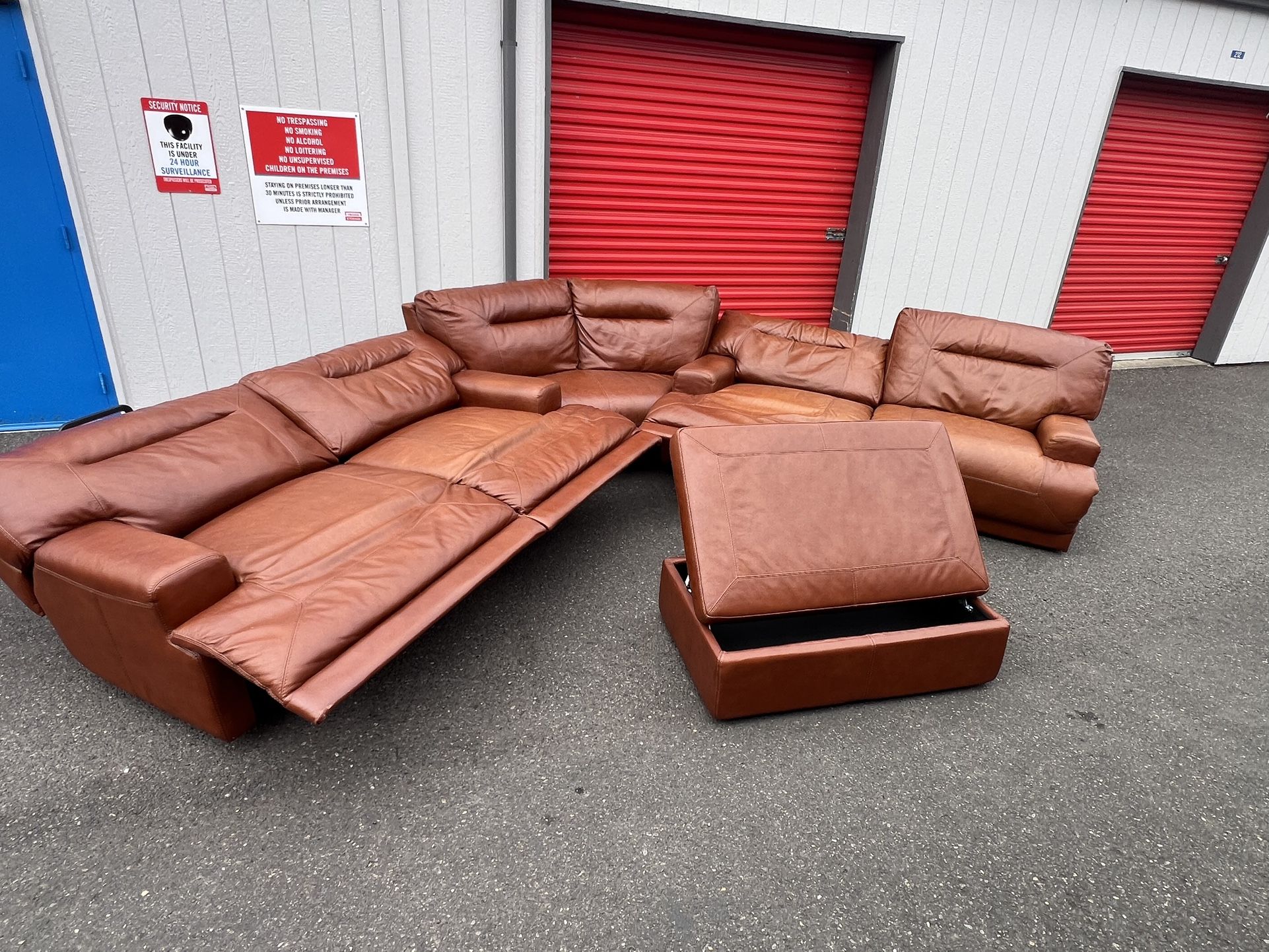 *FREE DELIVERY* Chateau D’AX Italian Leather 4 Piece Sectional Sofa