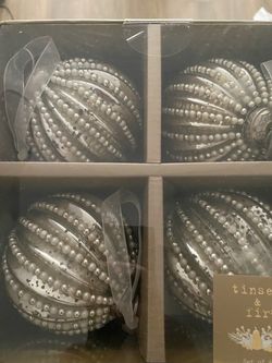 Pearl and Silver Glass Ornaments