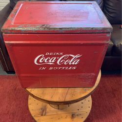 Coca Cola Ice Chest And Wooden Rack