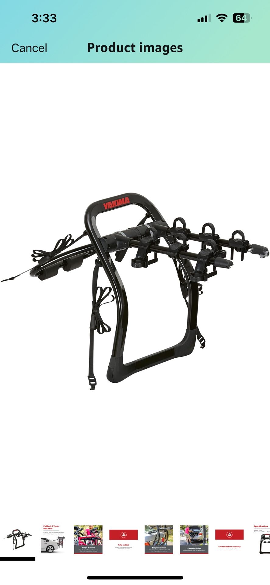 Yakima FullBack 3 Premium Trunk Bike Rack