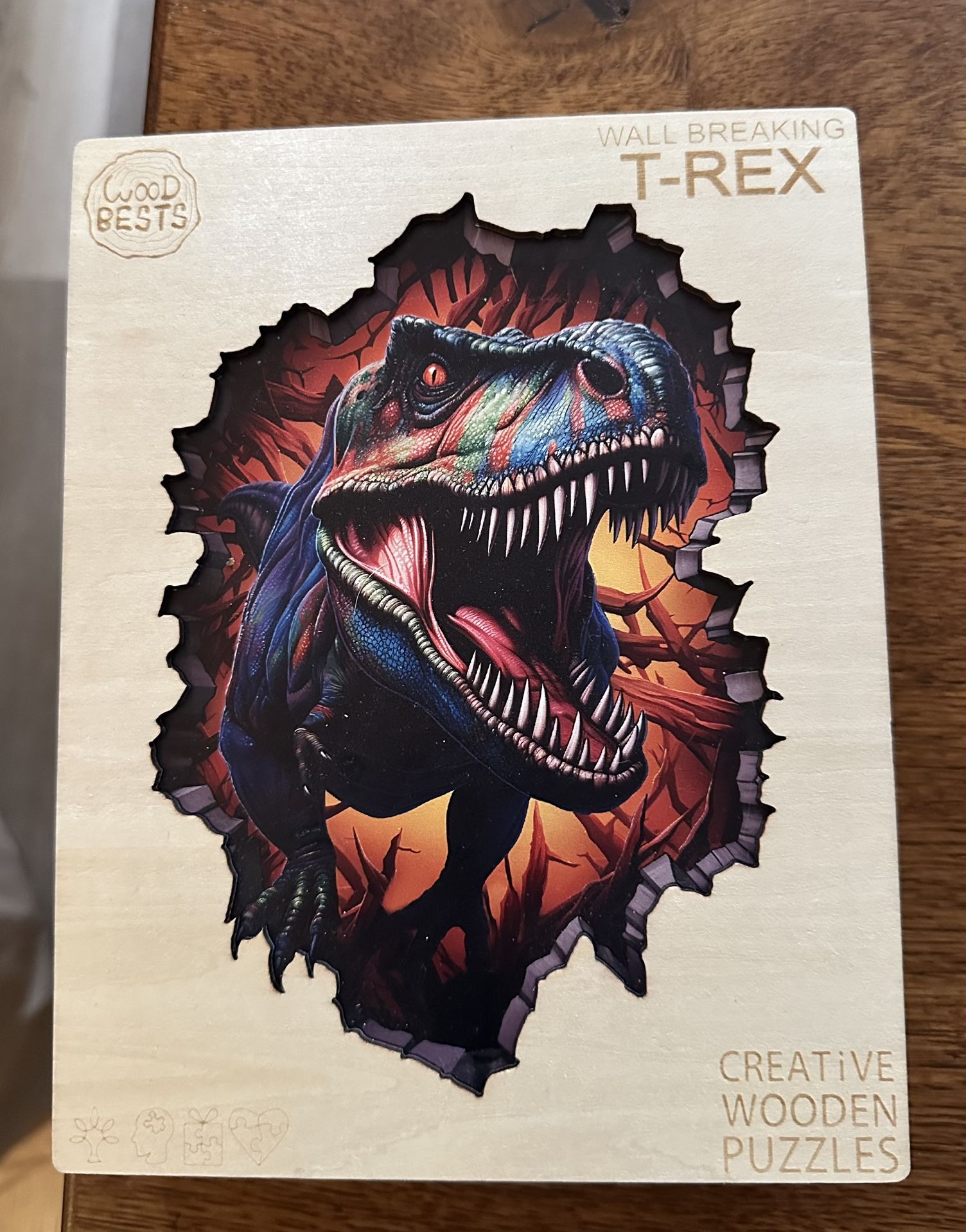 Wall Breaking T-rex Wooden Jigsaw Puzzle