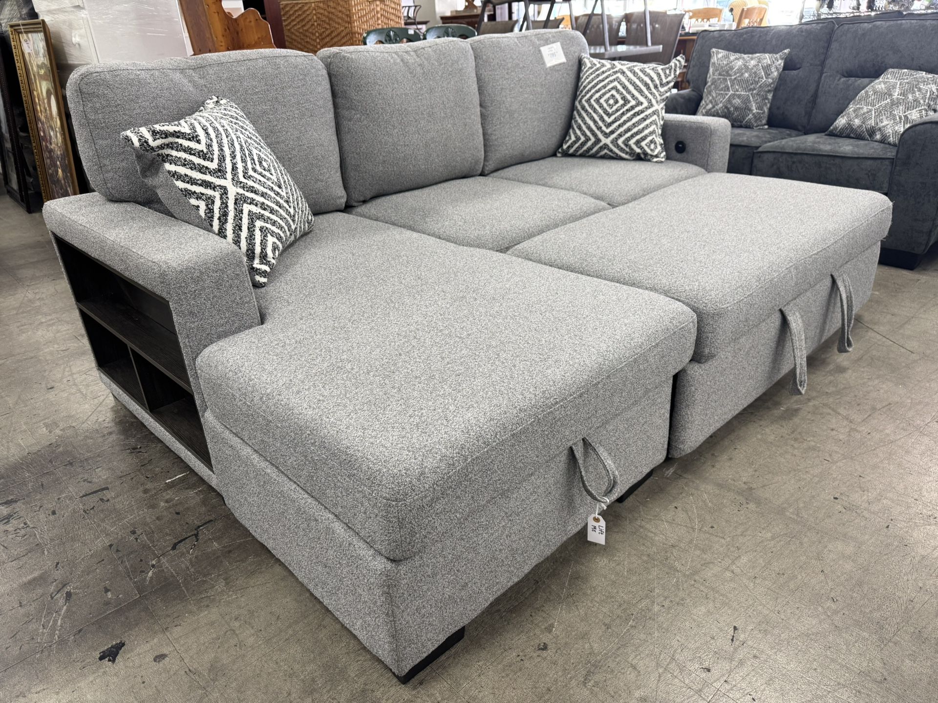 BRAND NEW Sleeper Sofa Bed, Drop Down Cup Holder, Storage Chaise, USB USBC Ports, Shelves 