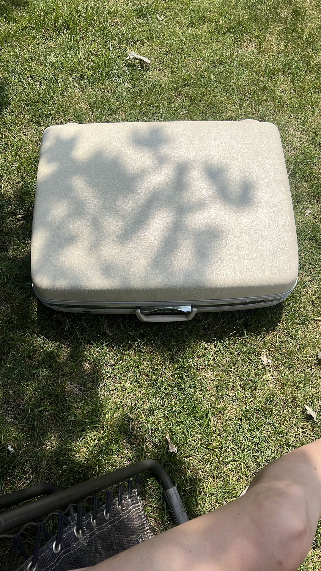 Vintage hardcover Cream Suitcase. Stylish vintage suitcase in a classic cream color. Perfect for travel or decor. Inside is super clean but latch for