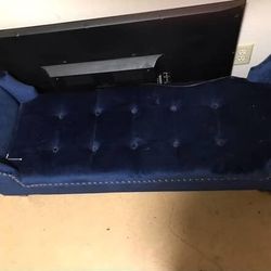 Blue Velvet Chaise Bench
