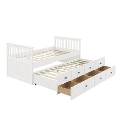 Twin Wooden Captain Bed With Storage And Pull Out Bed- Brand New