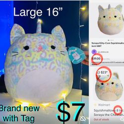 $7 large 16” Squishmallow Soraya Cheetah-Corn New With Tag
