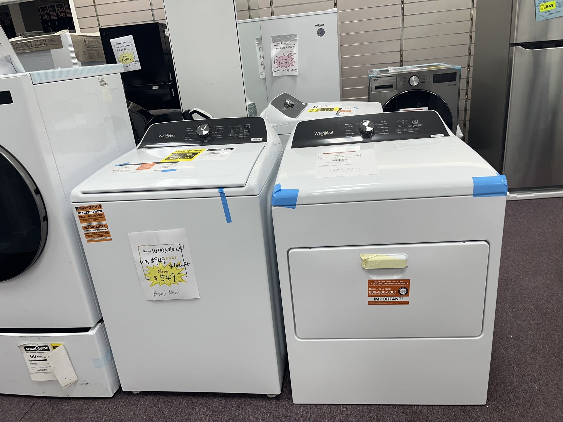 Washer,Dryer Set, Whirlpool Brand New Washer Dryer Set