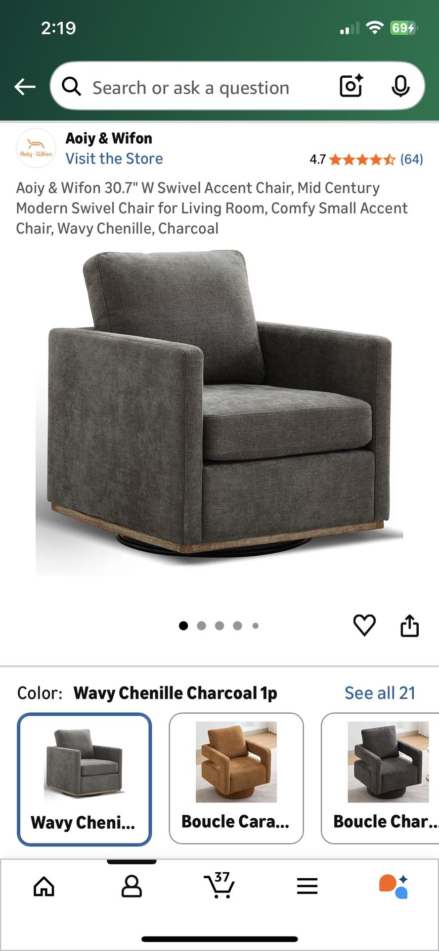 *Brand New* Grey Swivel Chair