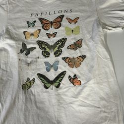  Papillons T-Shirt By Urban Outfitters Multicolored Butterflies Size S Some Wear Longer Style 