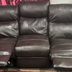 Faux Leather Reclining Sofa Good Condition