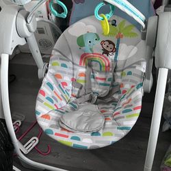Bright Starts Playful Paradise Portable Compact Baby Swing with Toys, Unisex, Newborn +