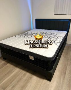 New Queen BED FRAME WITH MATTRESS