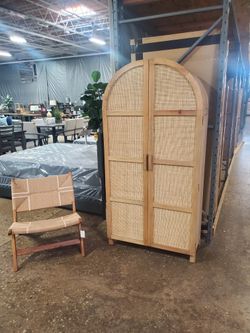 Wicker Rattan BOHO Storage  Amorie Cabinet, 2-Door,(New)