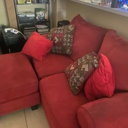 Red Love Seat And Ottoman