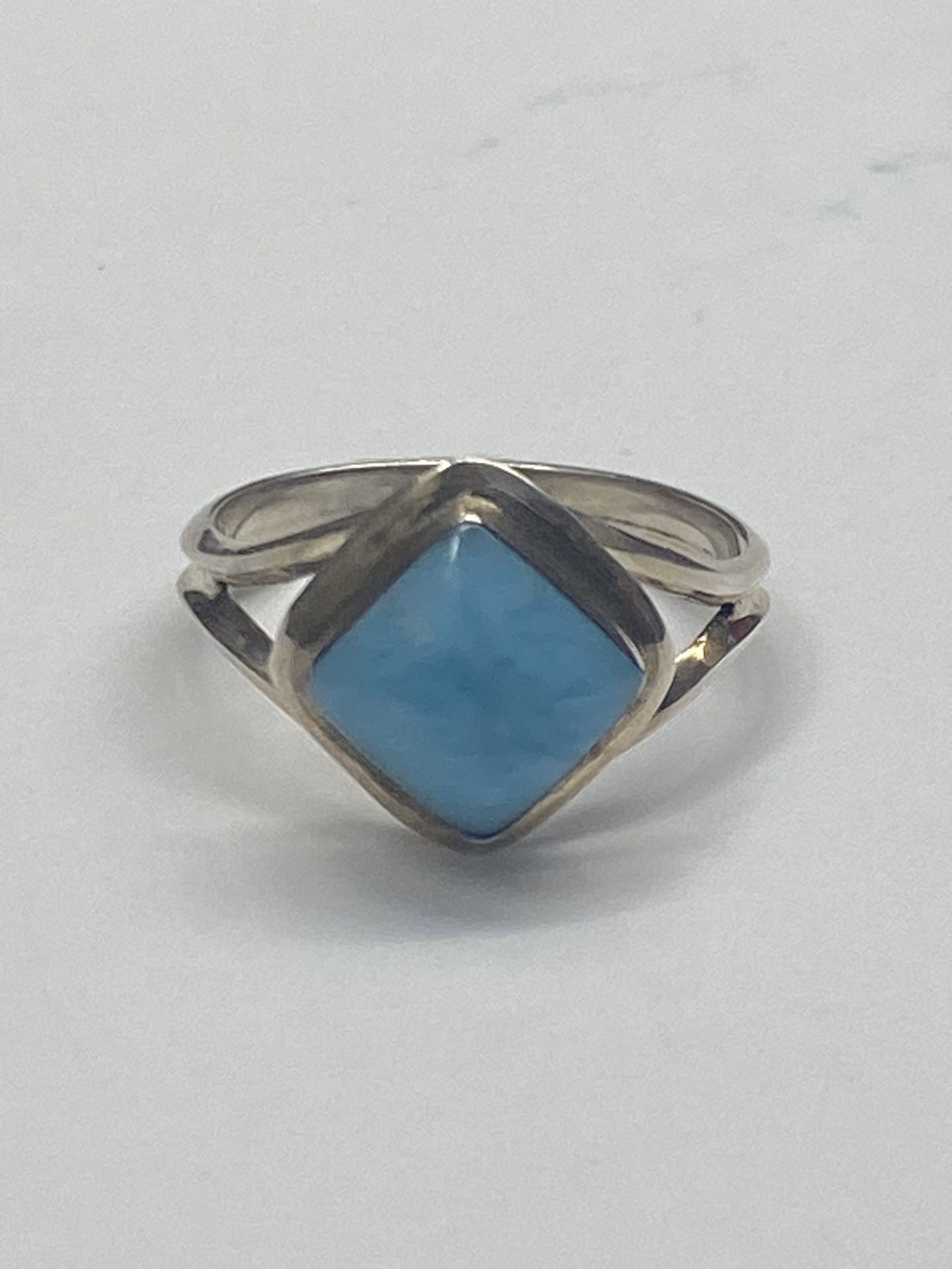 Blue Larimar Sterling Silver Ring Size 6