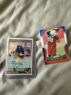 Roman Wilson Auto & Caleb Wilson Prizm RC Football Cards