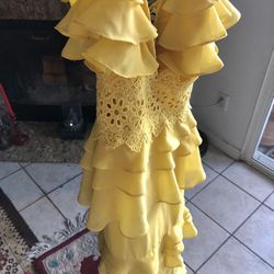 Size M Sold Out True Decadence Yellow Ruffled Dress 
