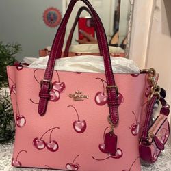 Coach Mollie Tote Bag 25 With Cherry Print