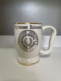 Vintage Syracuse University Coffee Mug Gold Accents 6"