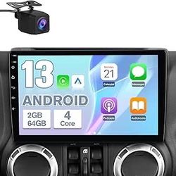 Car Radio Stereo Jeep Wrangler JK 2007-2018, Dodge Ram 2009-2012, CarPlay Android Auto, 10.1 Inch Screen Head Units, Bluetooth, WiFi, Backup Camera