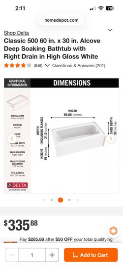 Delta Classic 500 Tub
