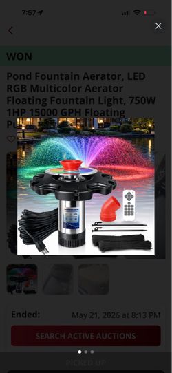 Pond Fountain Aerator, LED RGB Multicolor Aerator Floating Fountain Light, 750W 1HP 15000 GPH Floating Pump, IP68, for Ponds & Lakes