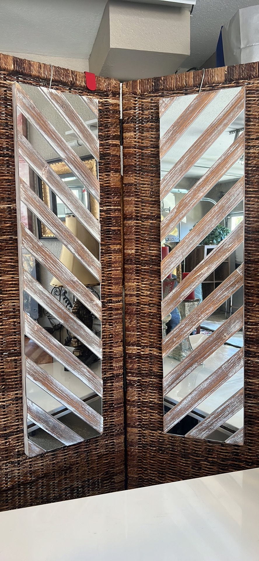 Pair of brand new 9” x 37” slat mirror wall panels