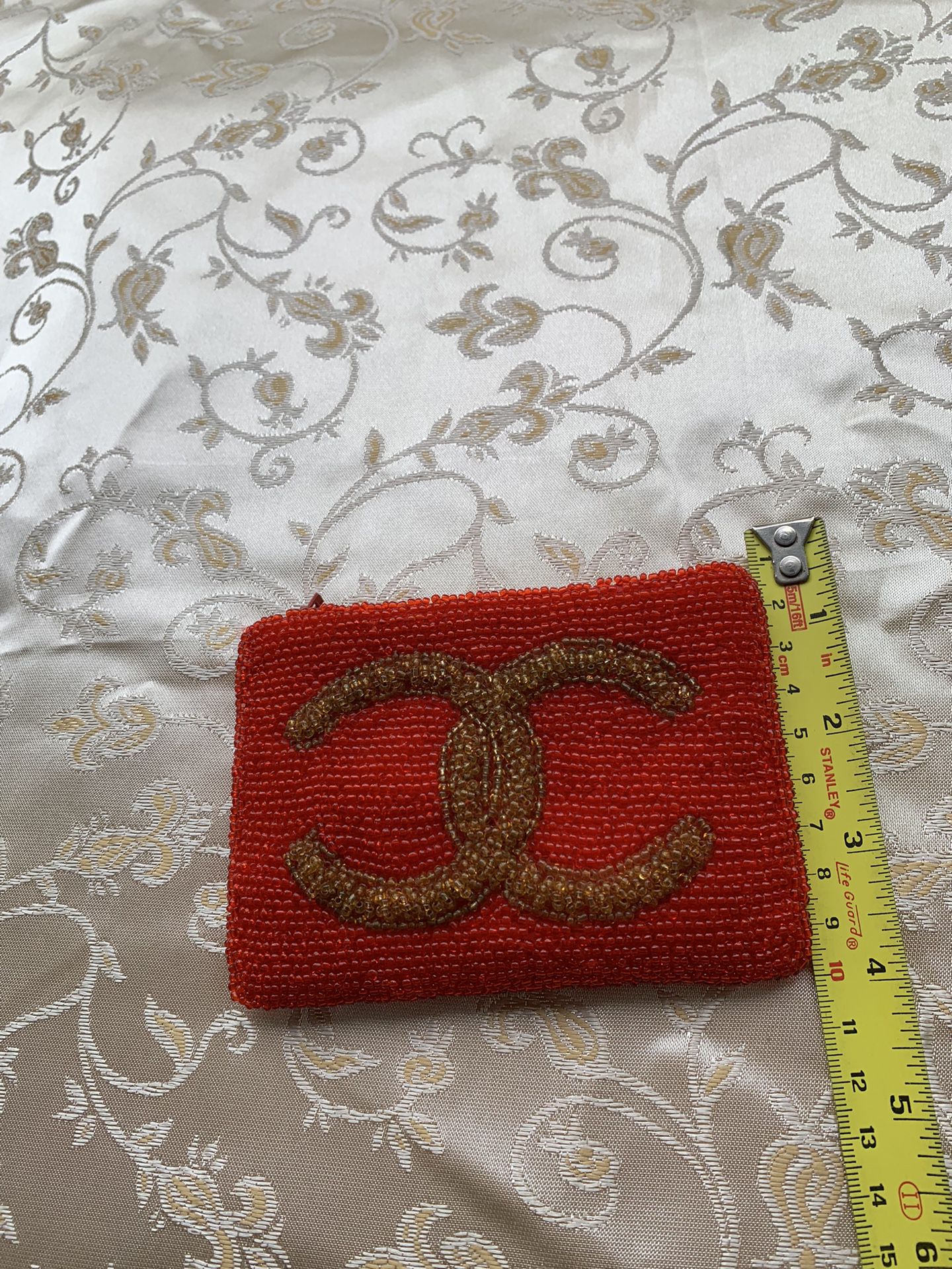 CHANEL Red Beaded Small Wallet, Make Up Holder 