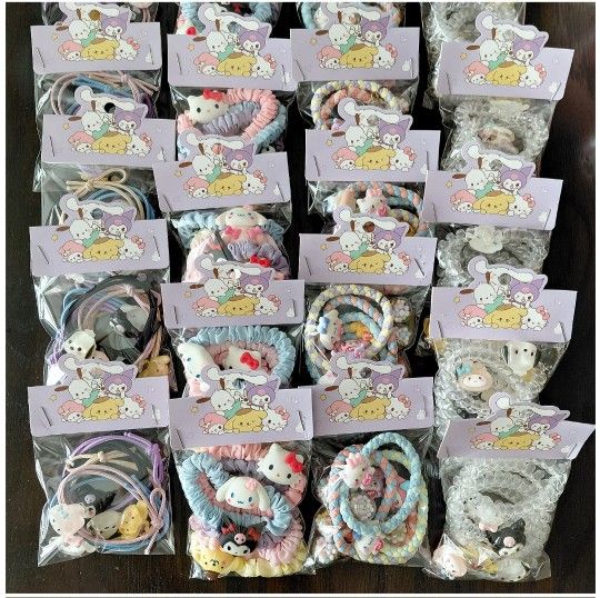 (20 PCS/4 PACKS) Sanrio Characters Assorted Hair Ties