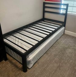 Black twin metal frame
