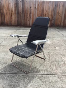 Rare vintage black and chrome reclining folding chair retro atomic