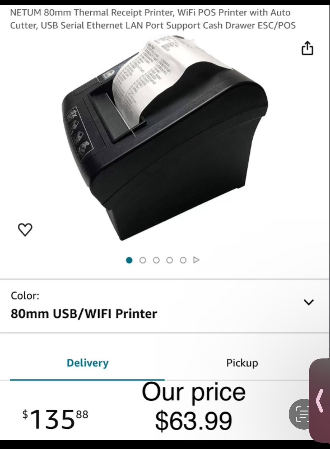 NETUM 80mm Thermal Receipt Printer, Wifi POS Printer with Auto Cutter, USB Serial Ethernet LAN Port Support Cash Drawer ESC/POS