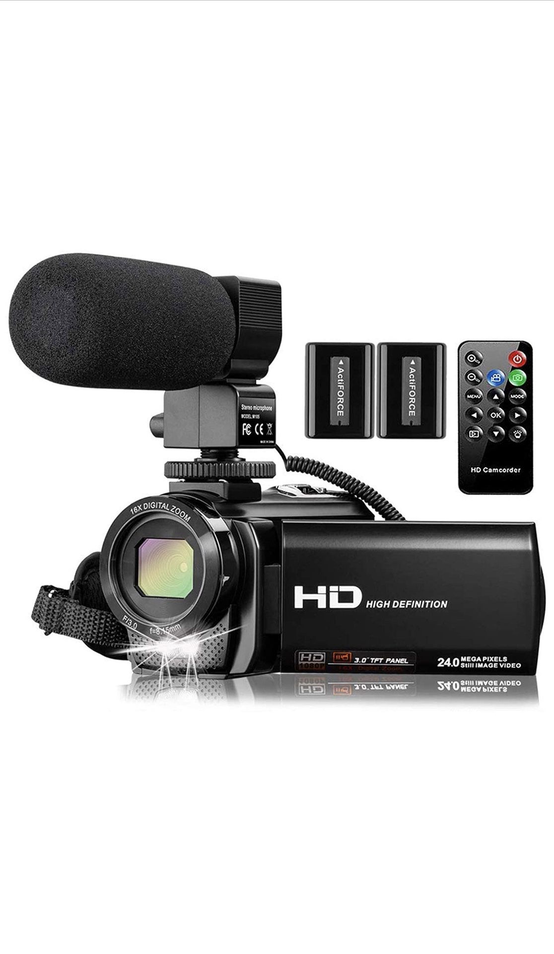 Video Camera Camcorder with Microphone - 30FPS 24MP
