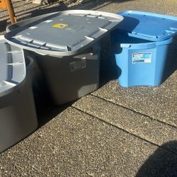 Two (2) 18-Gallon and One (1) 10-Gallon Sterilite Storage Containers 