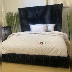 Black Fabric Queen / Eastern King / Full / Twin Size Bed Frame 