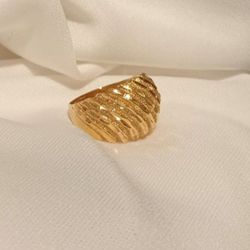 🔥 REAL 18K Yellow Gold Diamond Cut Ring