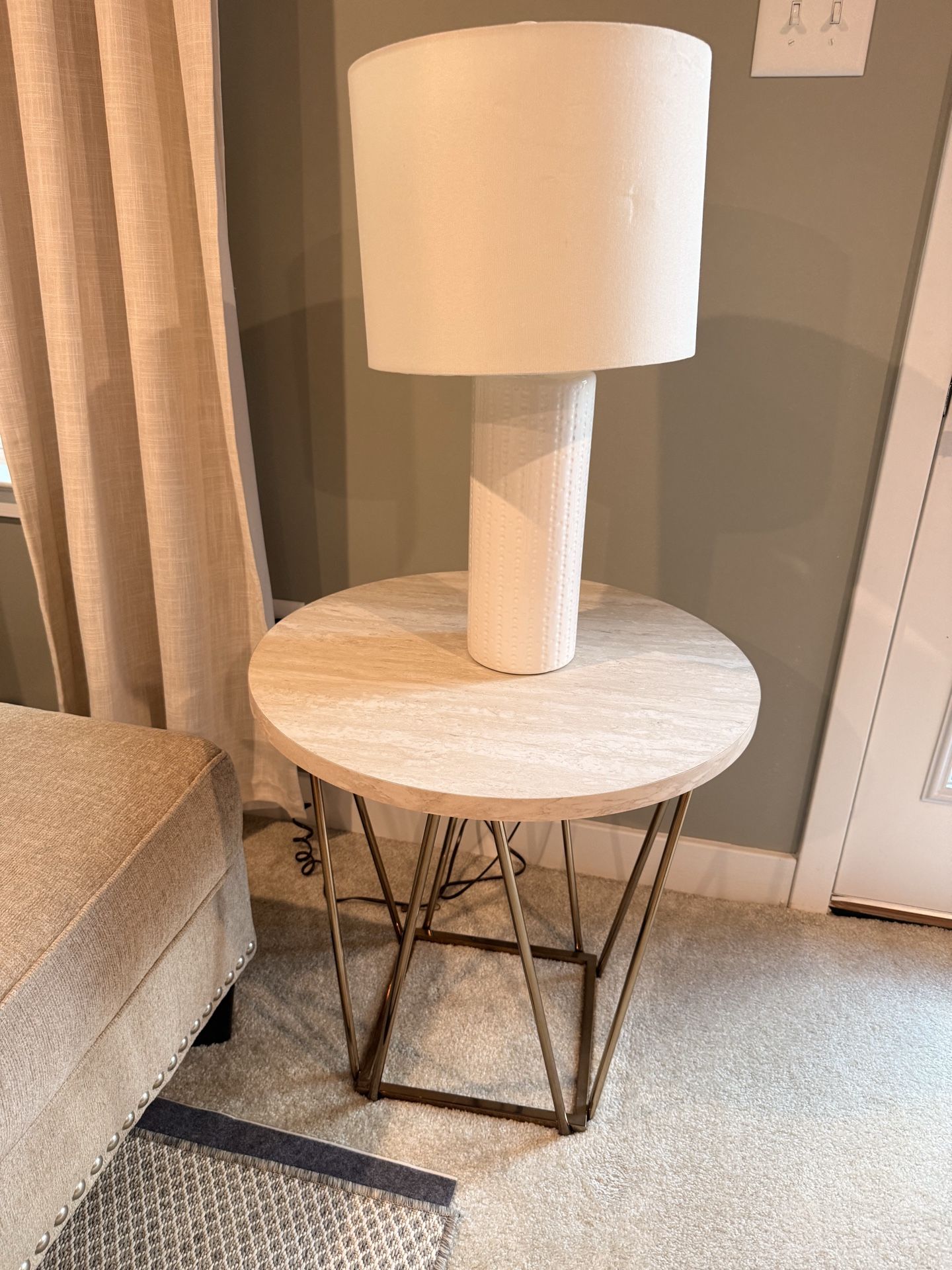 Side tables with lamps x 2 and coffee table