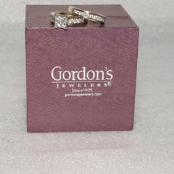 Engagement Wedding Rings Set. White Diamond 1.5 Cwt. Yellow White Gold 14k. In Box. Like New. Size 6 Women's Ring