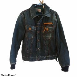 Sixty Denim Jeans Jacket Distressed Women's Size L (Large) Made in Italy Vintage
