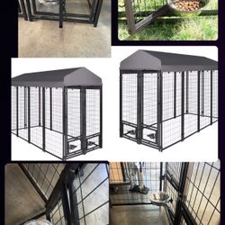 Dog Cage Kennel Crate With Door Feeder 
