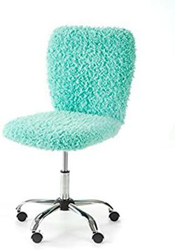 Urban Shop Faux Fur Rolling Task Chair, Mint *NEW* (Slightly Damaged Box)