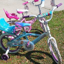 2 Huffy  Bike 1 New 16" Princess & 1 Used 16" Frozen  Bike 