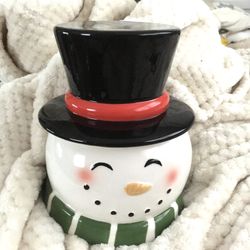 NWOT Lg Snowman Cookie Jar Earthware
