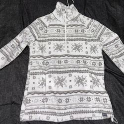 Women’s EDDIE BAUER 1/4 Zip Snowflake Pattern Fleece Jacket