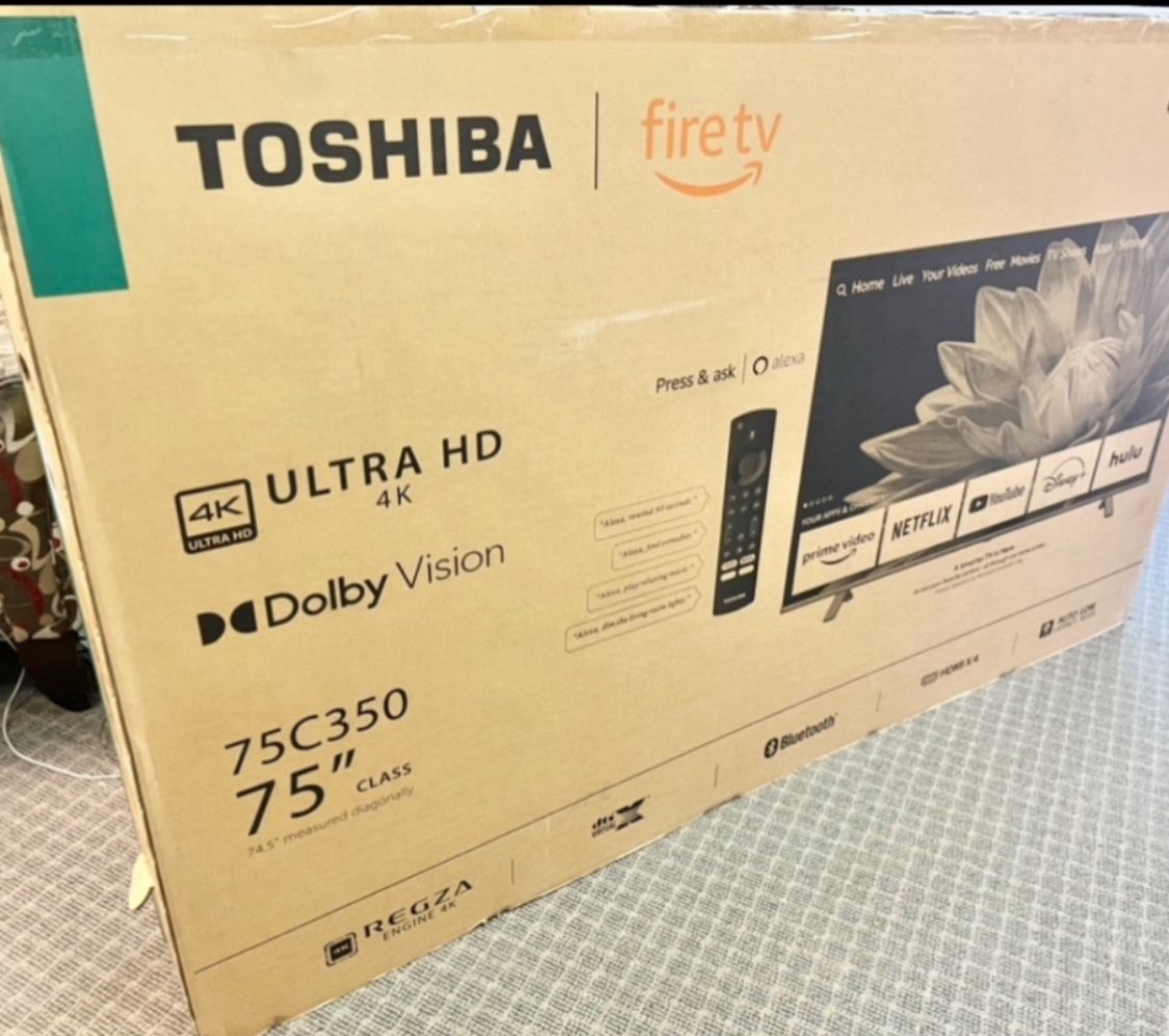 75 Tv Toshiba Smart 4k Hdtv In Box 6 Month Warranty. Free Delivery