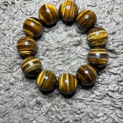 1/2 “ Beads Tiger Eye Unisex, Adult Stretch Bracelet.