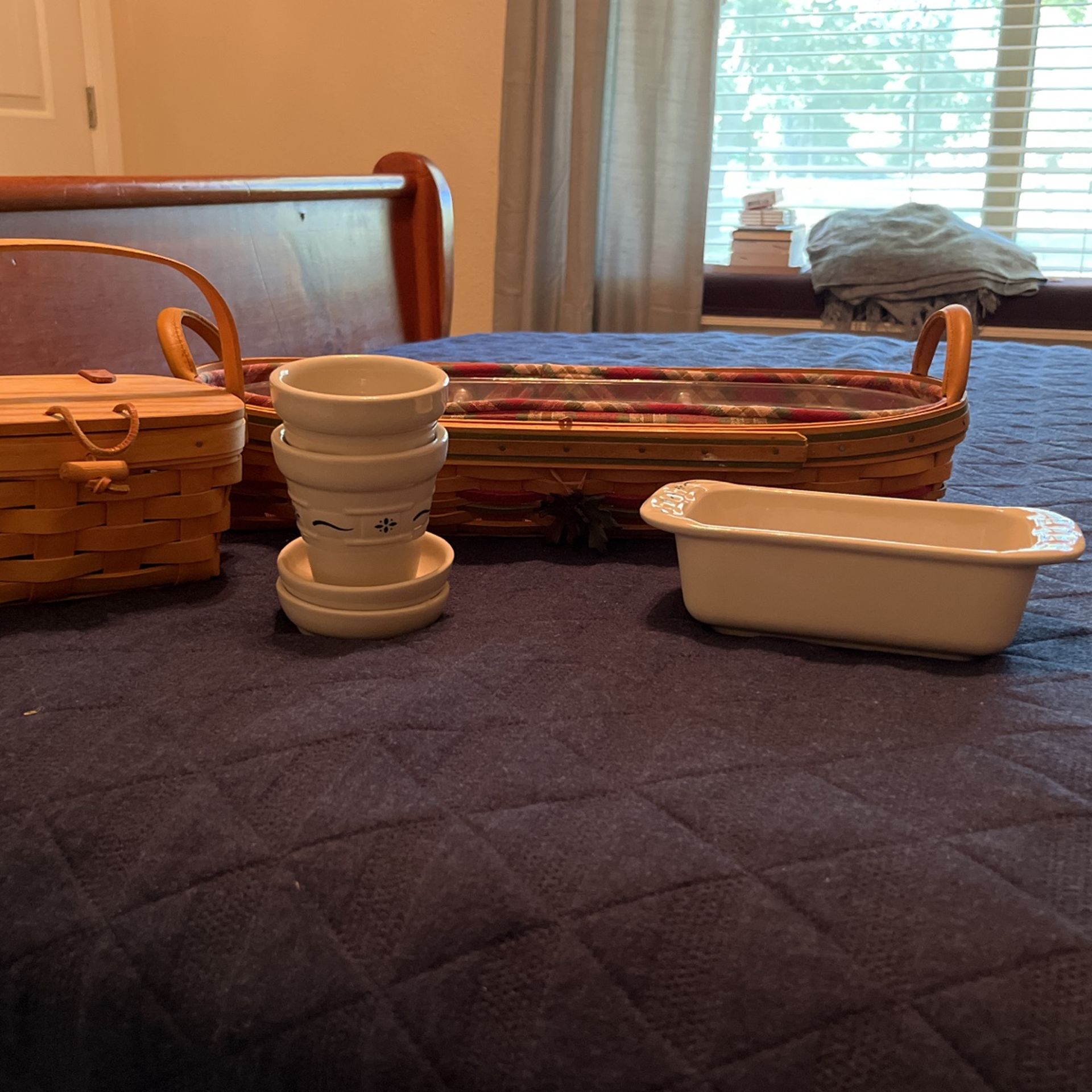 Longaberger Baskets, Small Pots, And Dish