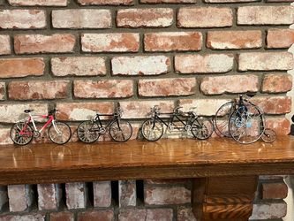 Lot of 4 Miniature Metal Bicycle Models 8-10" -Highly Detailed - Diecast Wire -